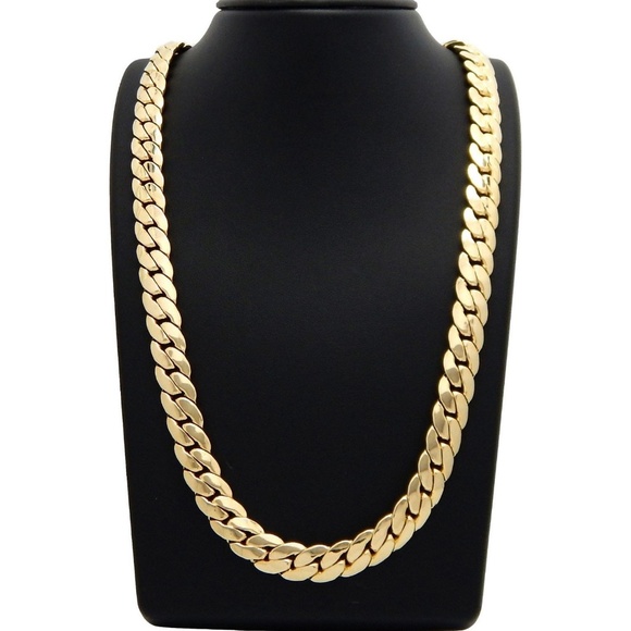 Cuban Link Chain 12mm | The Gold Gods Mens  12mm HEAVY 14k Miami Cuban Link Chain
